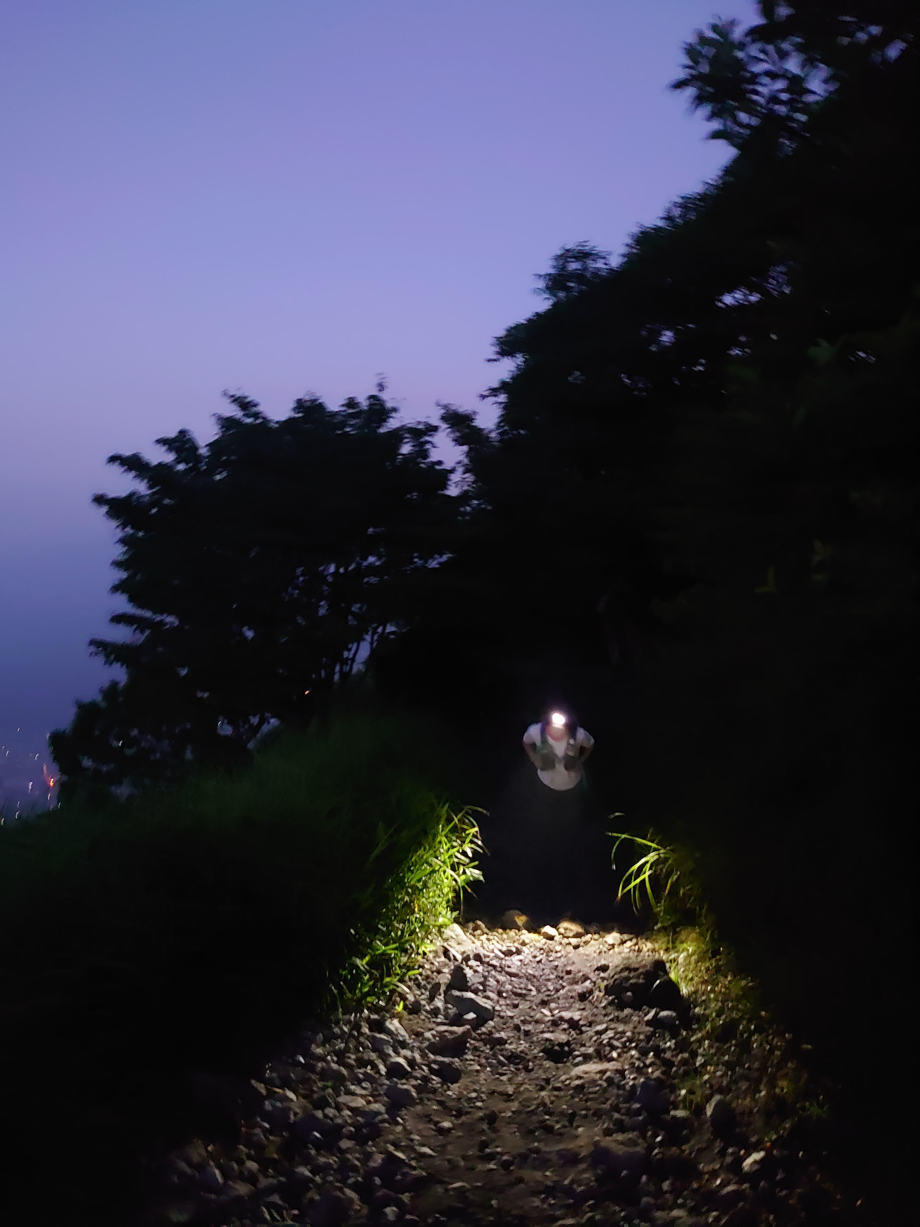 レッドレンザーのライトが照らす夜の登山道