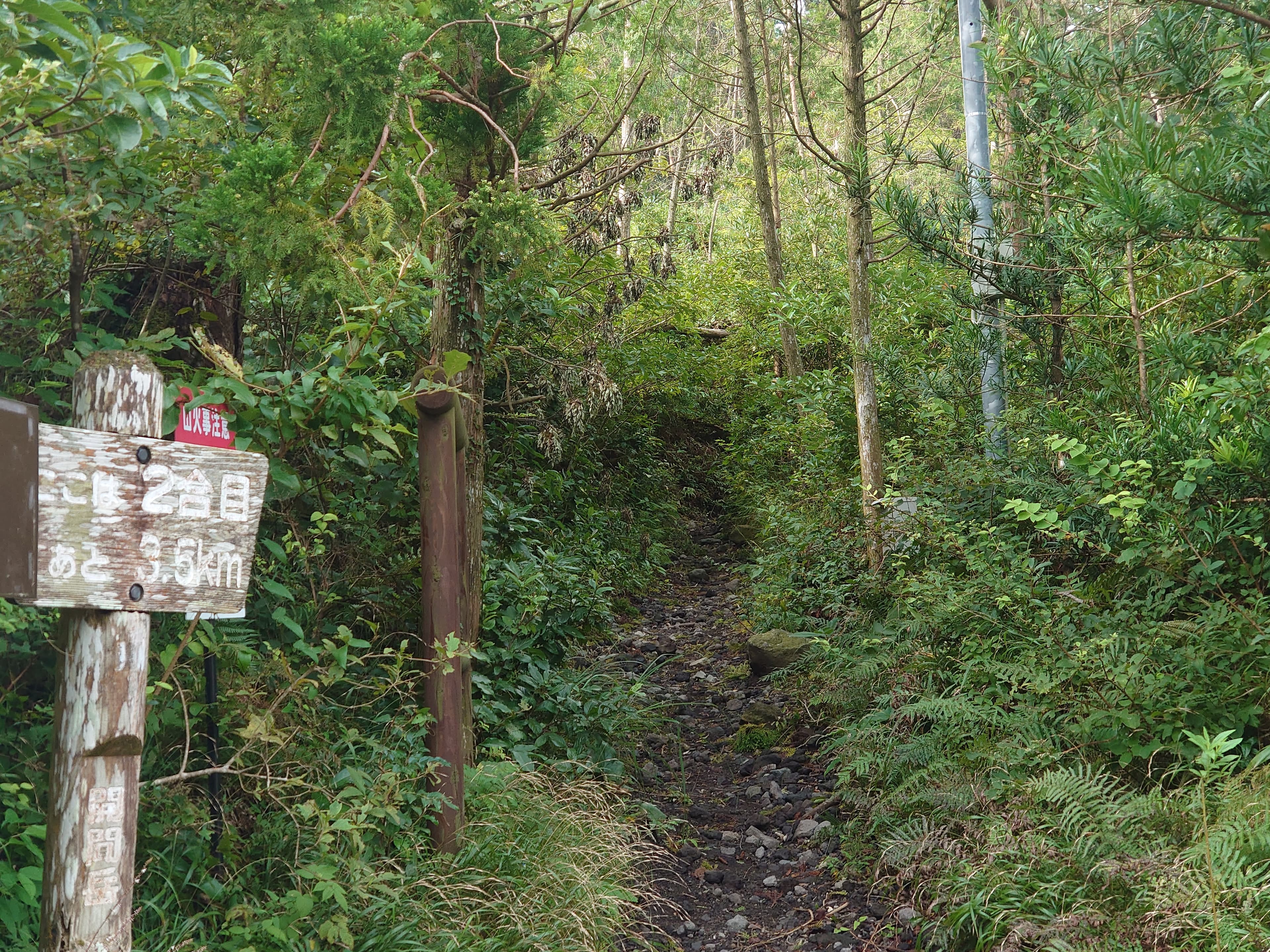 開聞岳登山道2合目標識