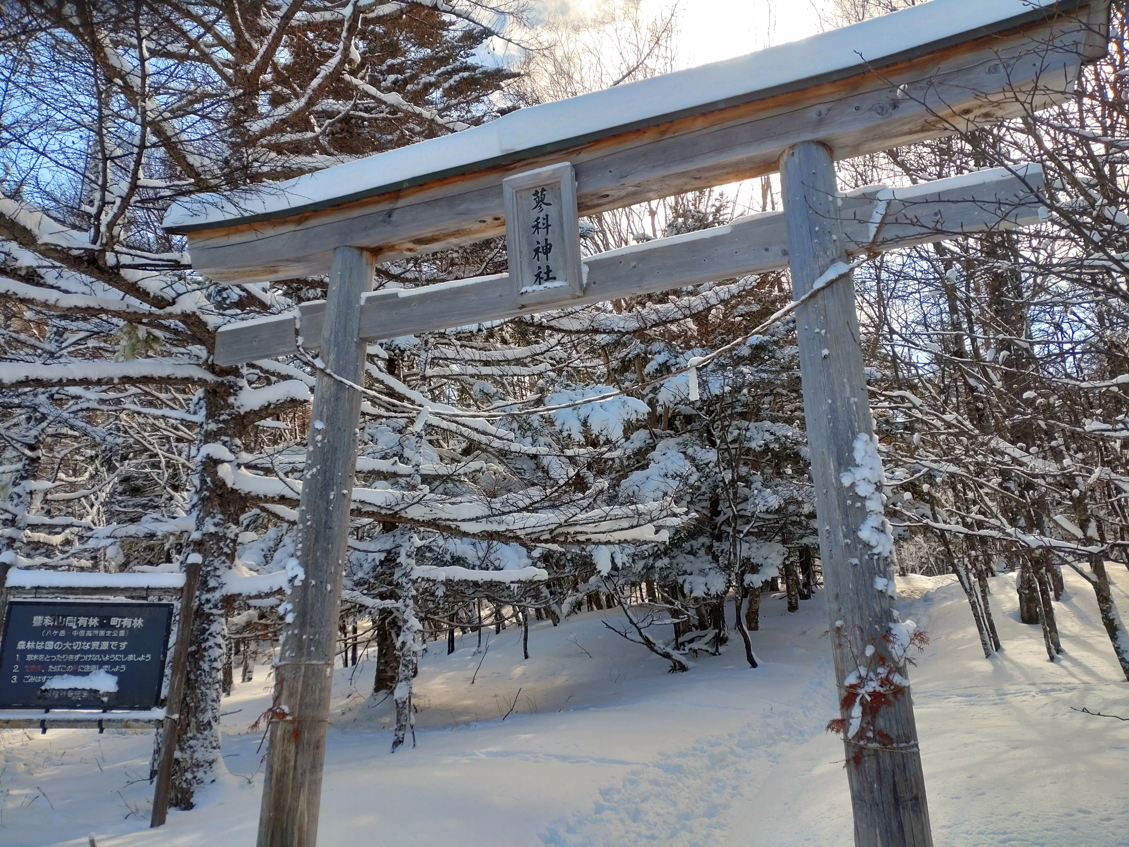 蓼科山登山口の蓼科神社鳥居
