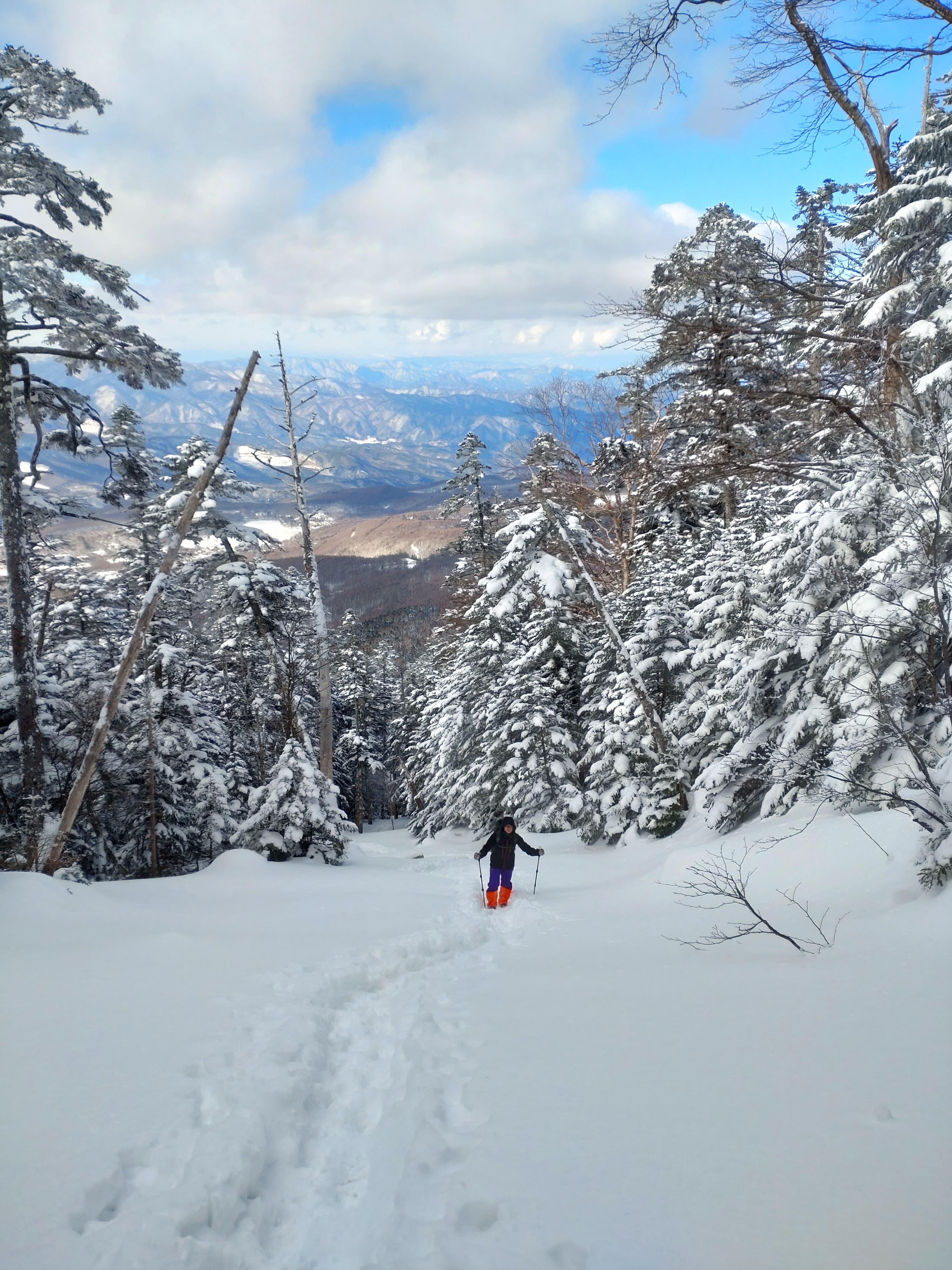 冬の蓼科山登山道